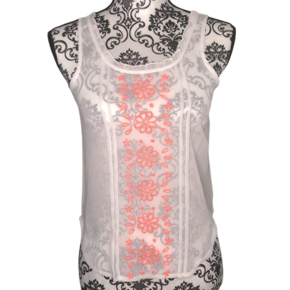 NWOT White & Pink Tank Top Blouse